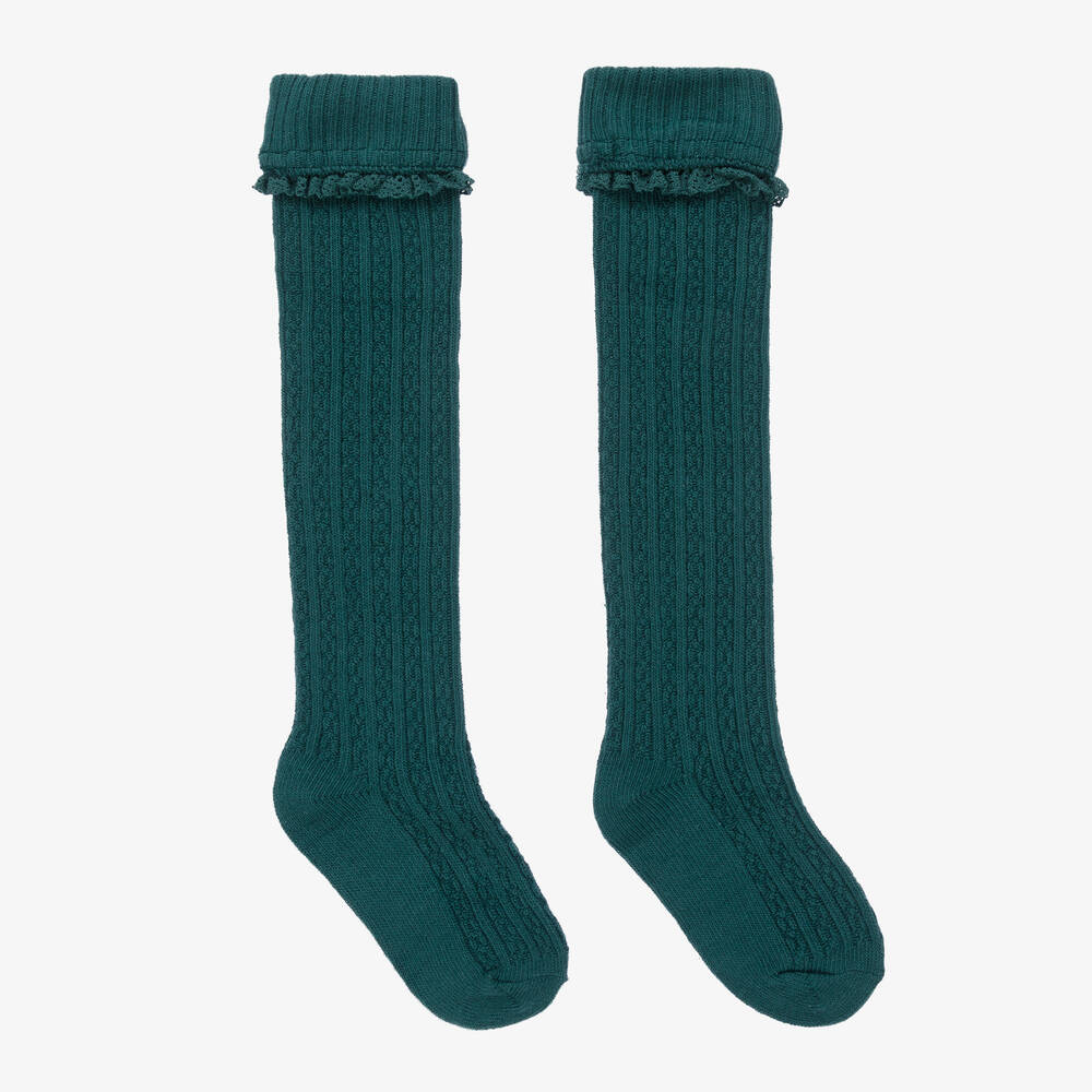 Mayoral - Girls Green Knee-High Socks | Childrensalon