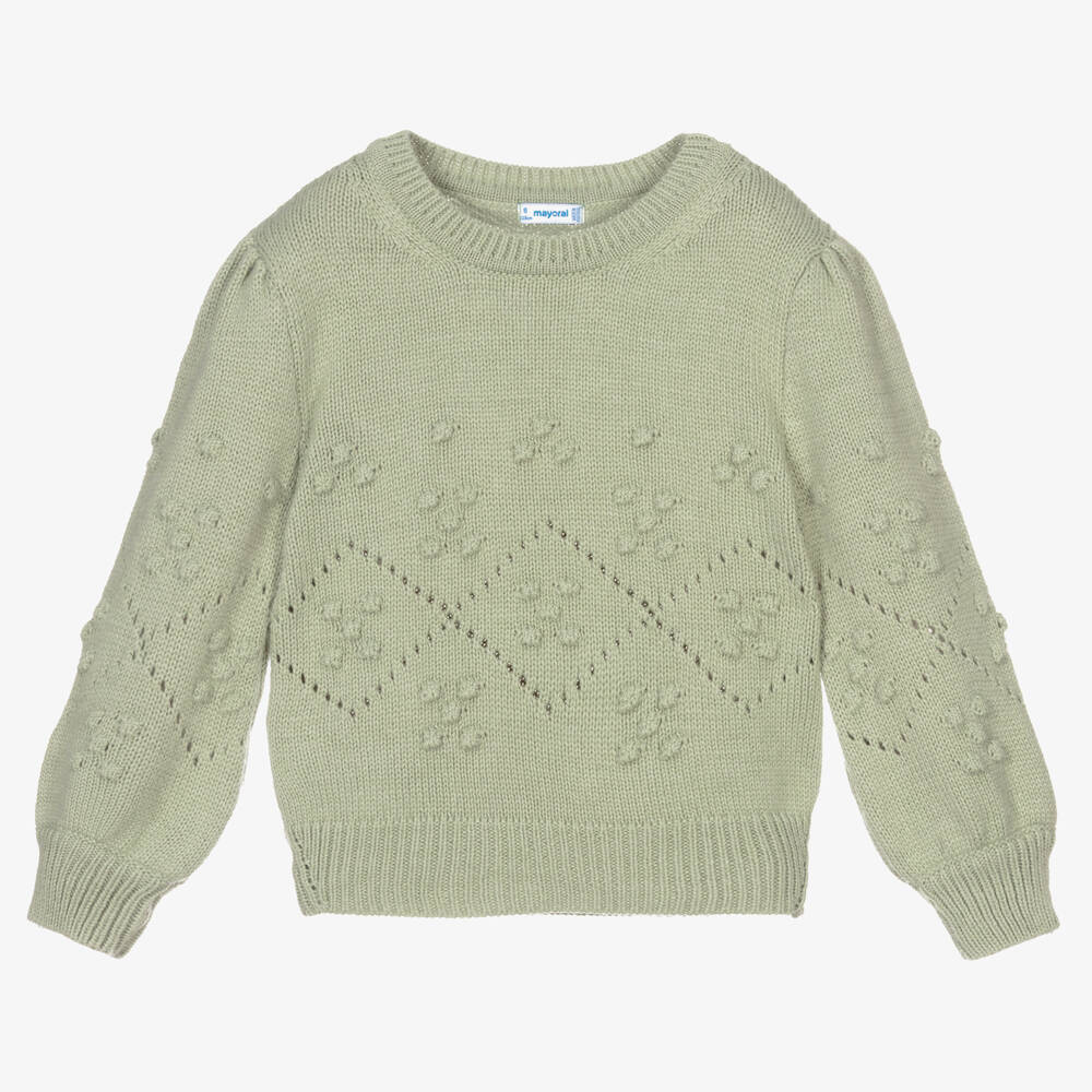 Mayoral - Girls Green Knit Sweater | Childrensalon