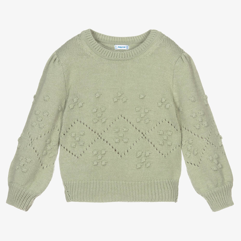 Mayoral-Зеленый вязаный свитер для девочек | Childrensalon Outlet