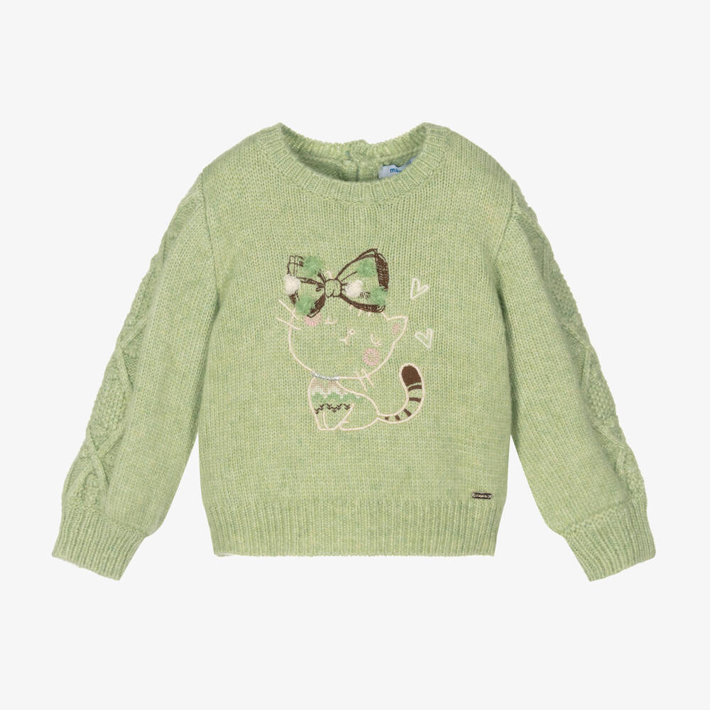 Mayoral - Pull vert en maille fille | Childrensalon