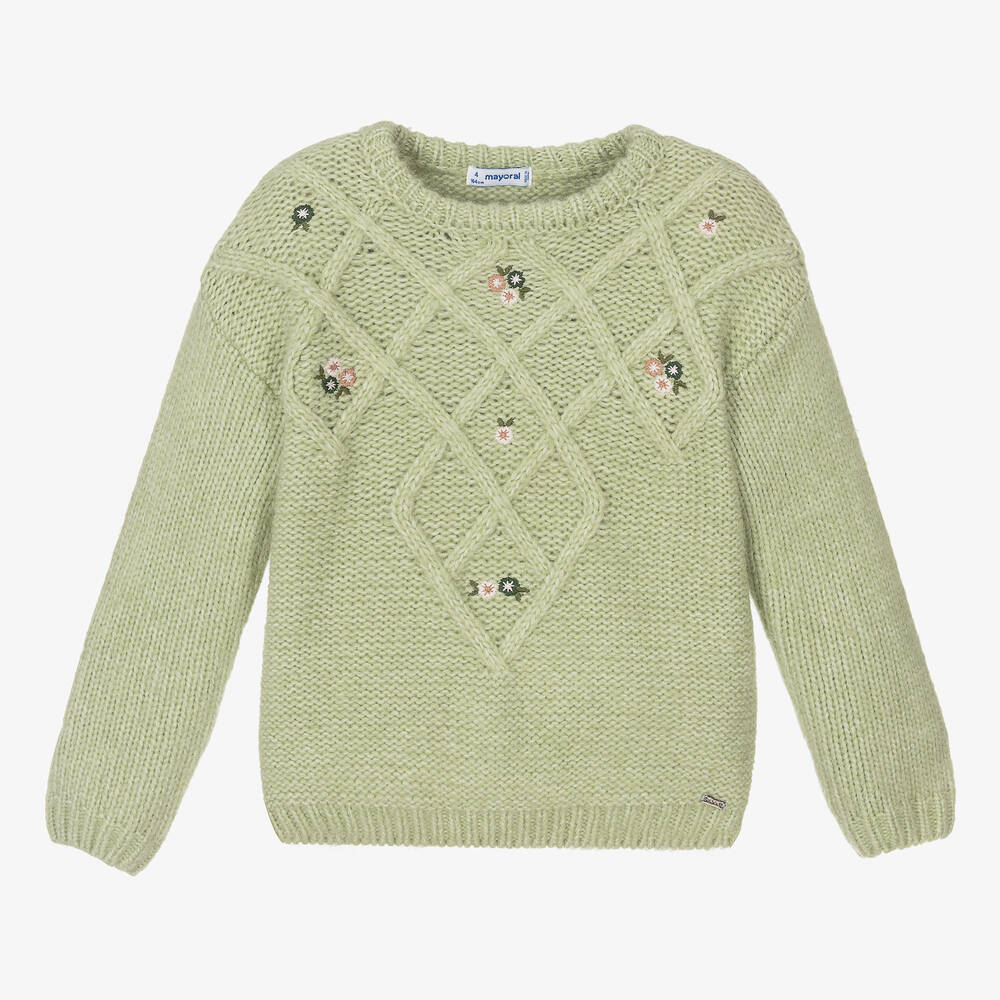 Mayoral - Girls Green Knitted Sweater | Childrensalon