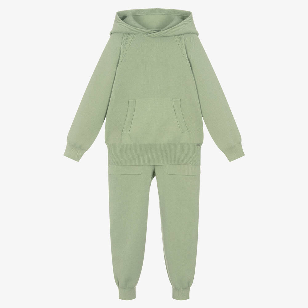 Mayoral - Girls Green Knitted Tracksuit | Childrensalon