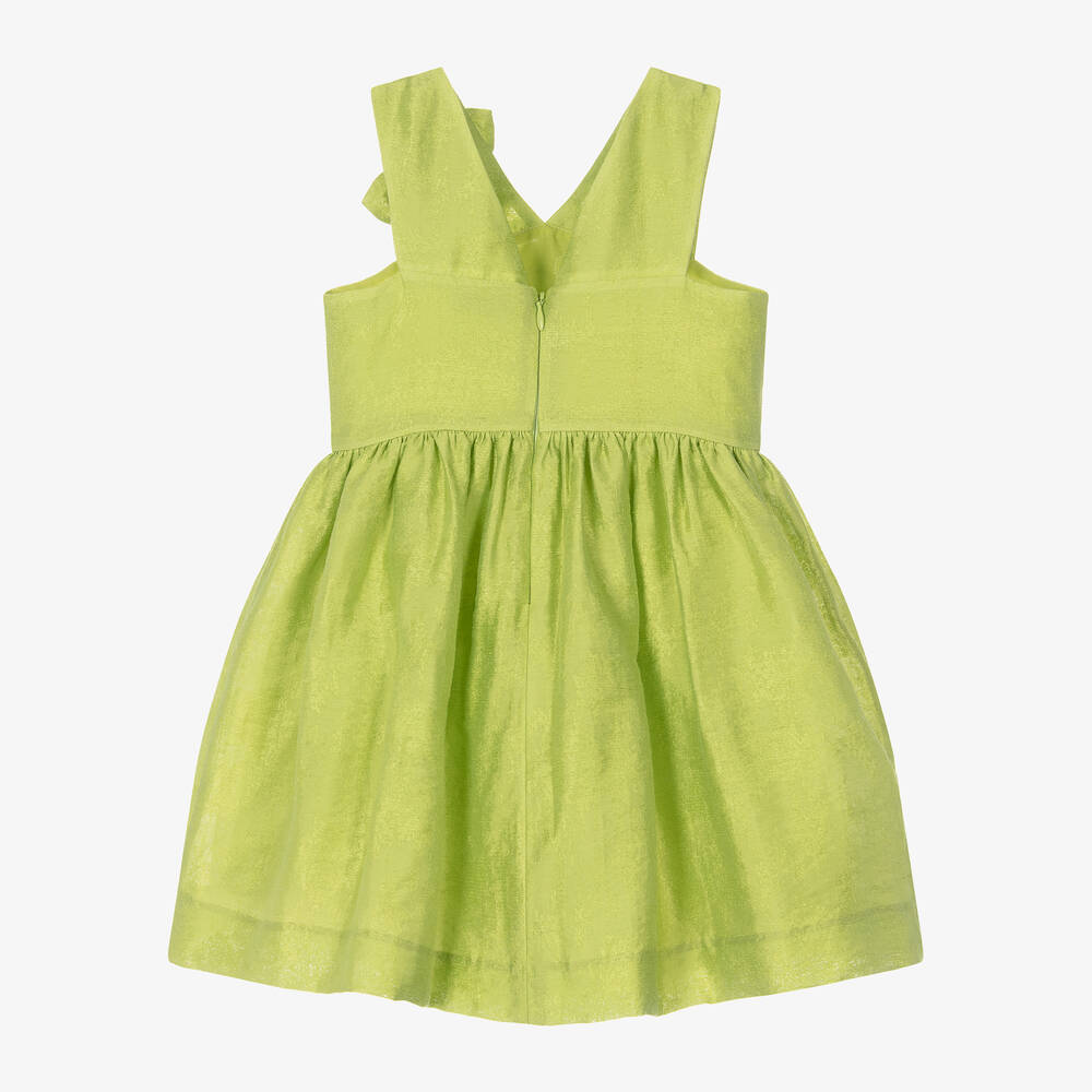 Mayoral-Girls Green Linen Flower Dress | Childrensalon Outlet
