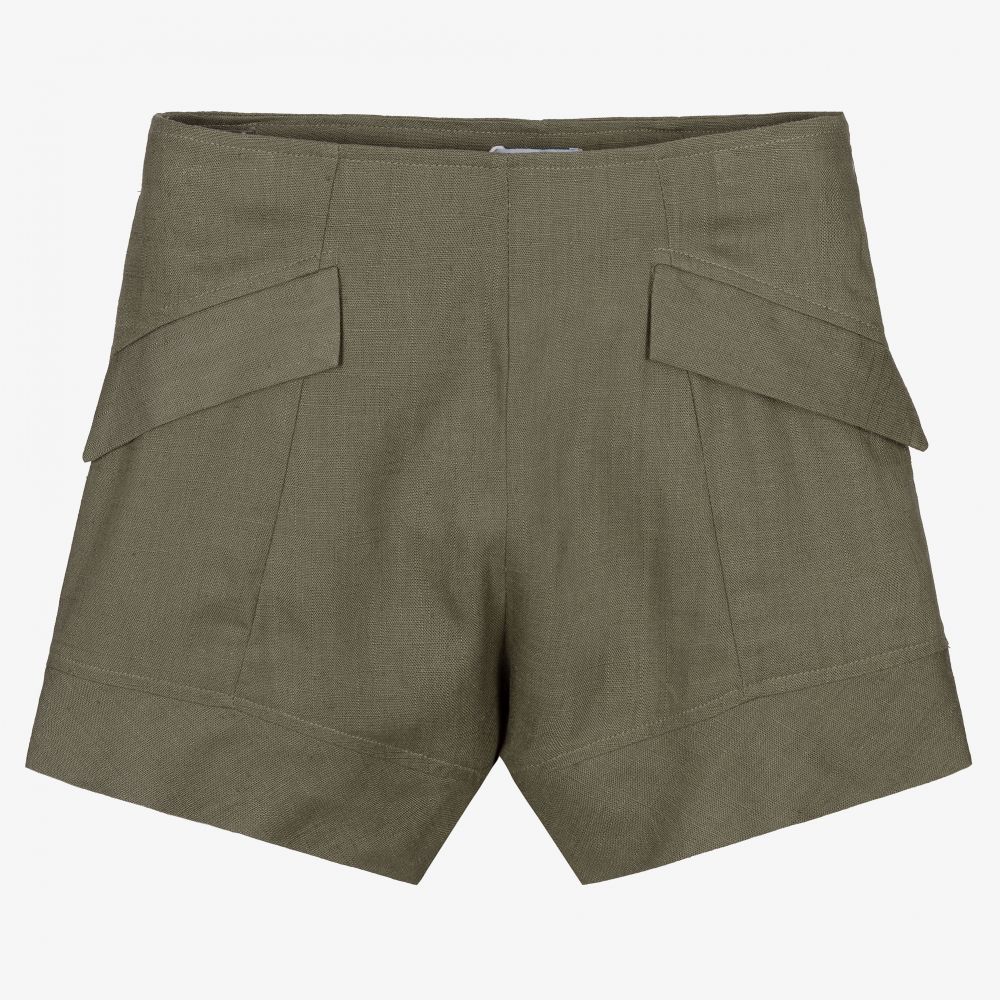 Mayoral-Girls Green Linen Shorts | Childrensalon Outlet