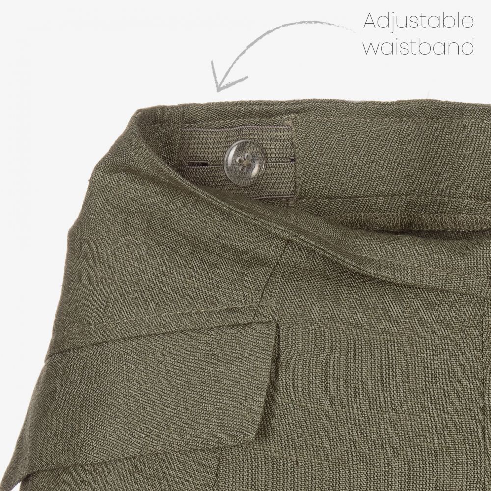 Mayoral-Зеленые льняные шорты для девочек | Childrensalon Outlet