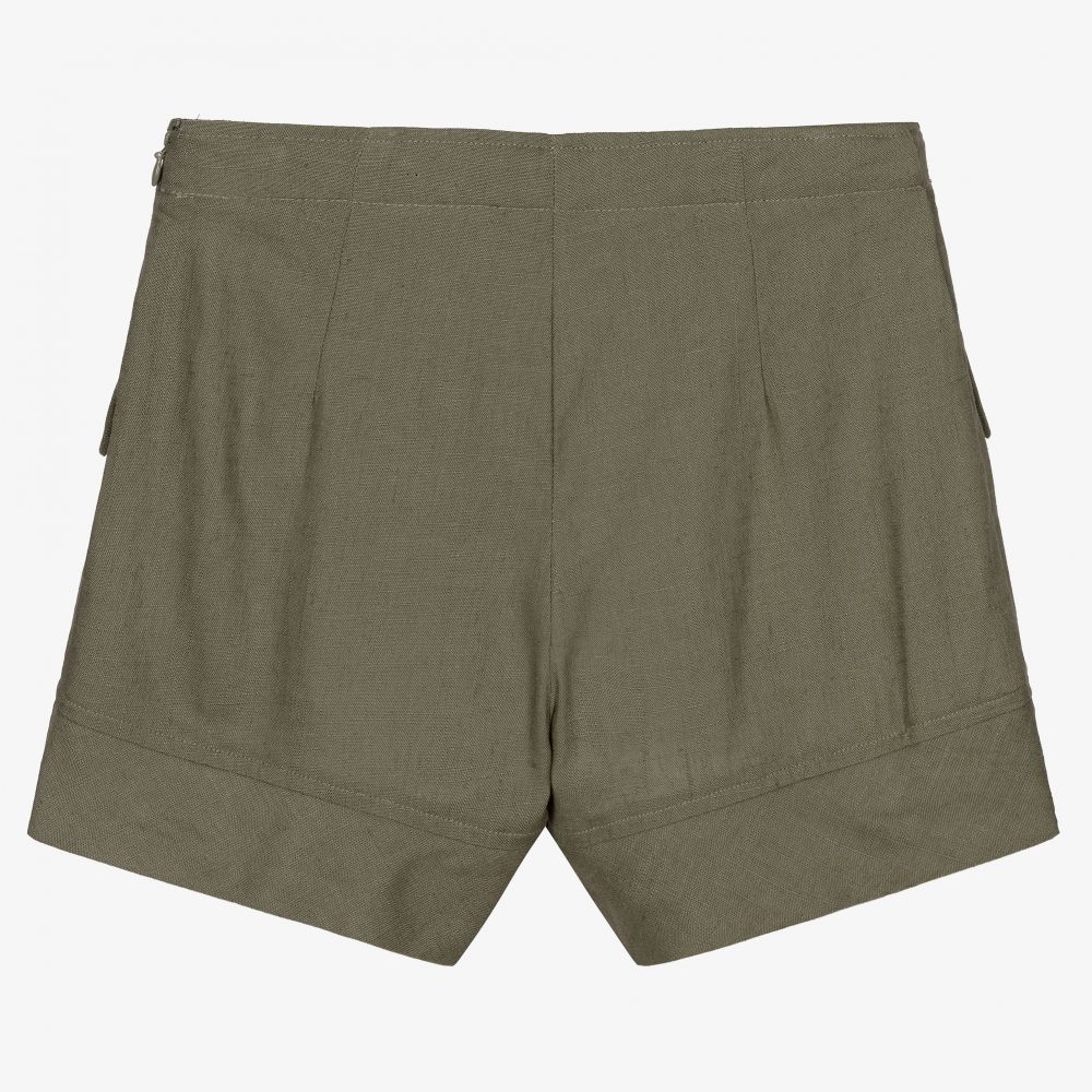 Mayoral-Зеленые льняные шорты для девочек | Childrensalon Outlet