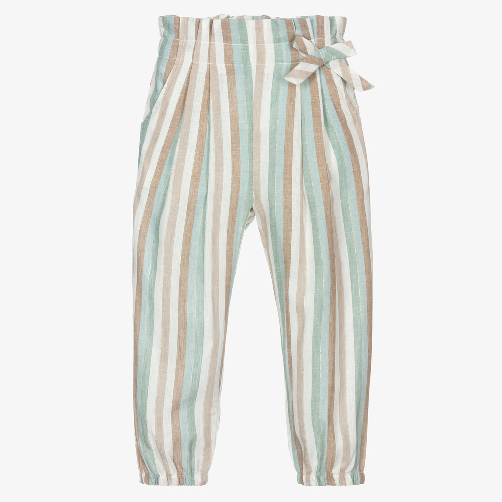 Mayoral - Girls Green Linen Trousers | Childrensalon