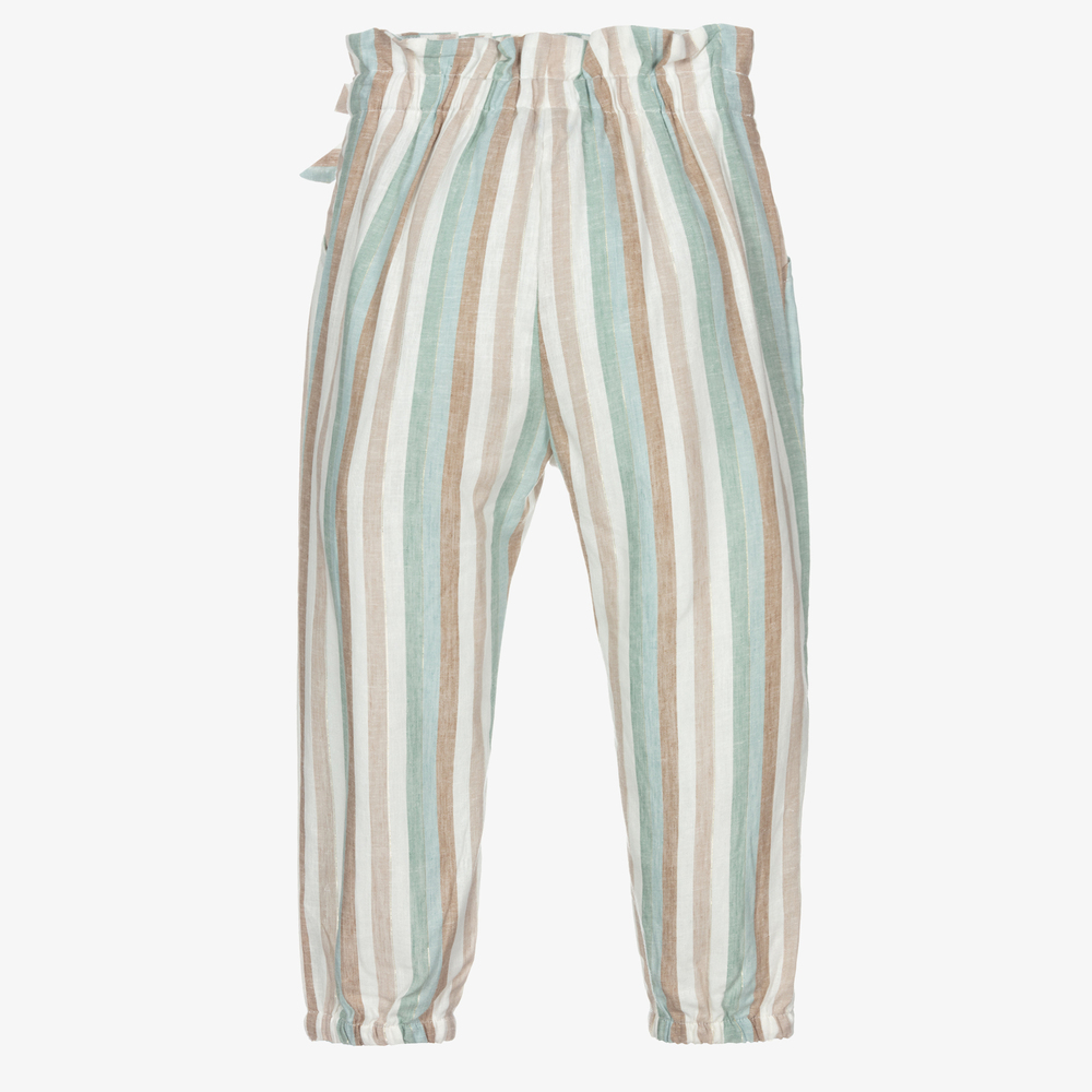 Mayoral-Girls Green Linen Trousers | Childrensalon Outlet