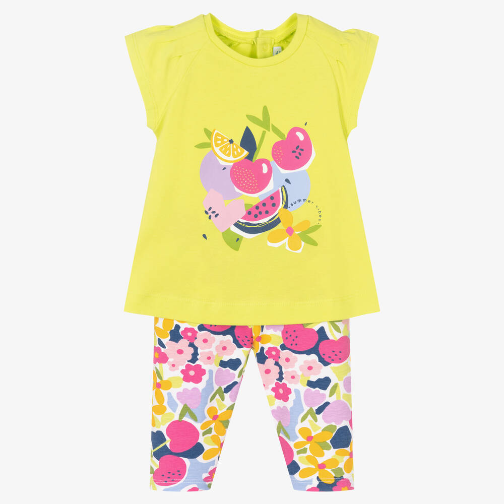 Mayoral - Ensemble legging coton vert et rose | Childrensalon