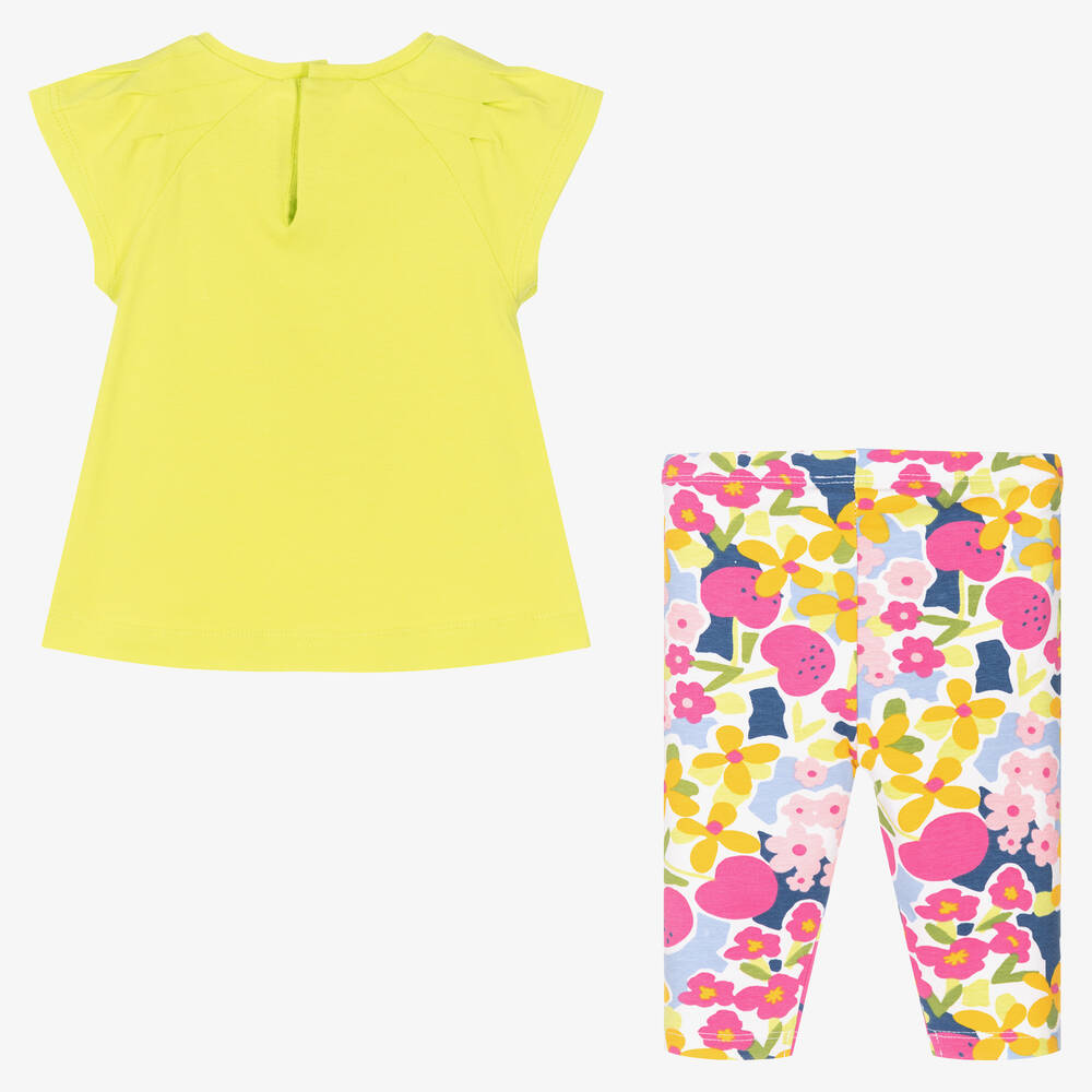 Mayoral-Зеленый топ и розовые легинсы из хлопка | Childrensalon Outlet