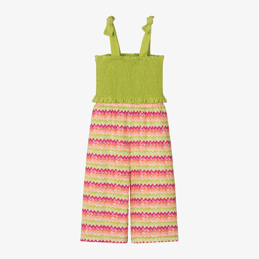 Mayoral-Girls Green & Pink Cotton Trouser Set | Childrensalon Outlet