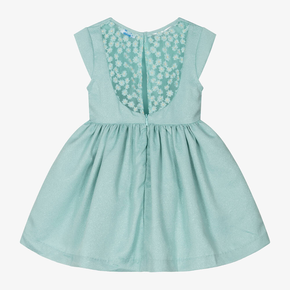 Mayoral-Girls Green Shimmer Flower Dress | Childrensalon Outlet