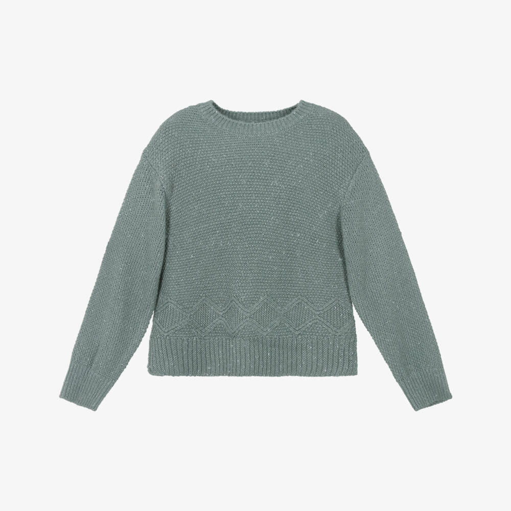 Mayoral-Girls Green Sparkle Knit Jumper | Childrensalon Outlet