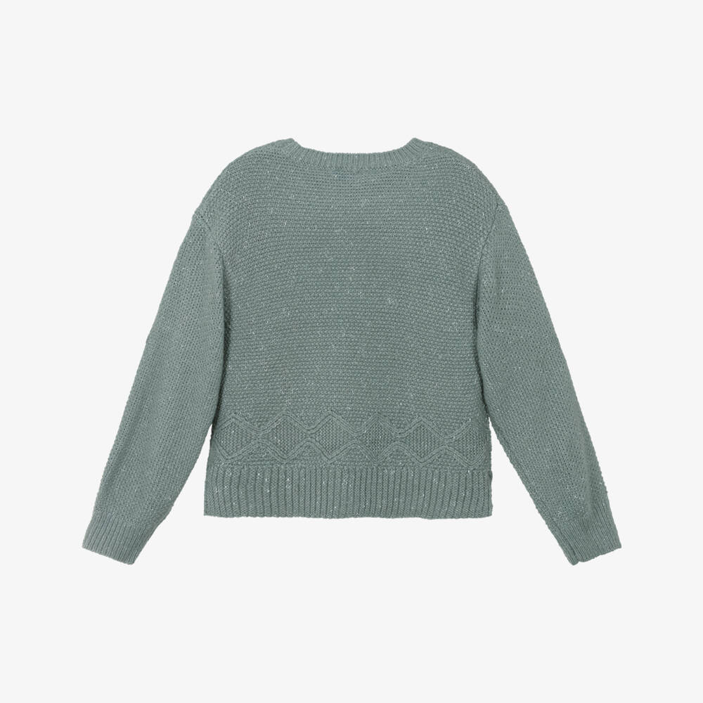 Mayoral-Girls Green Sparkle Knit Jumper | Childrensalon Outlet