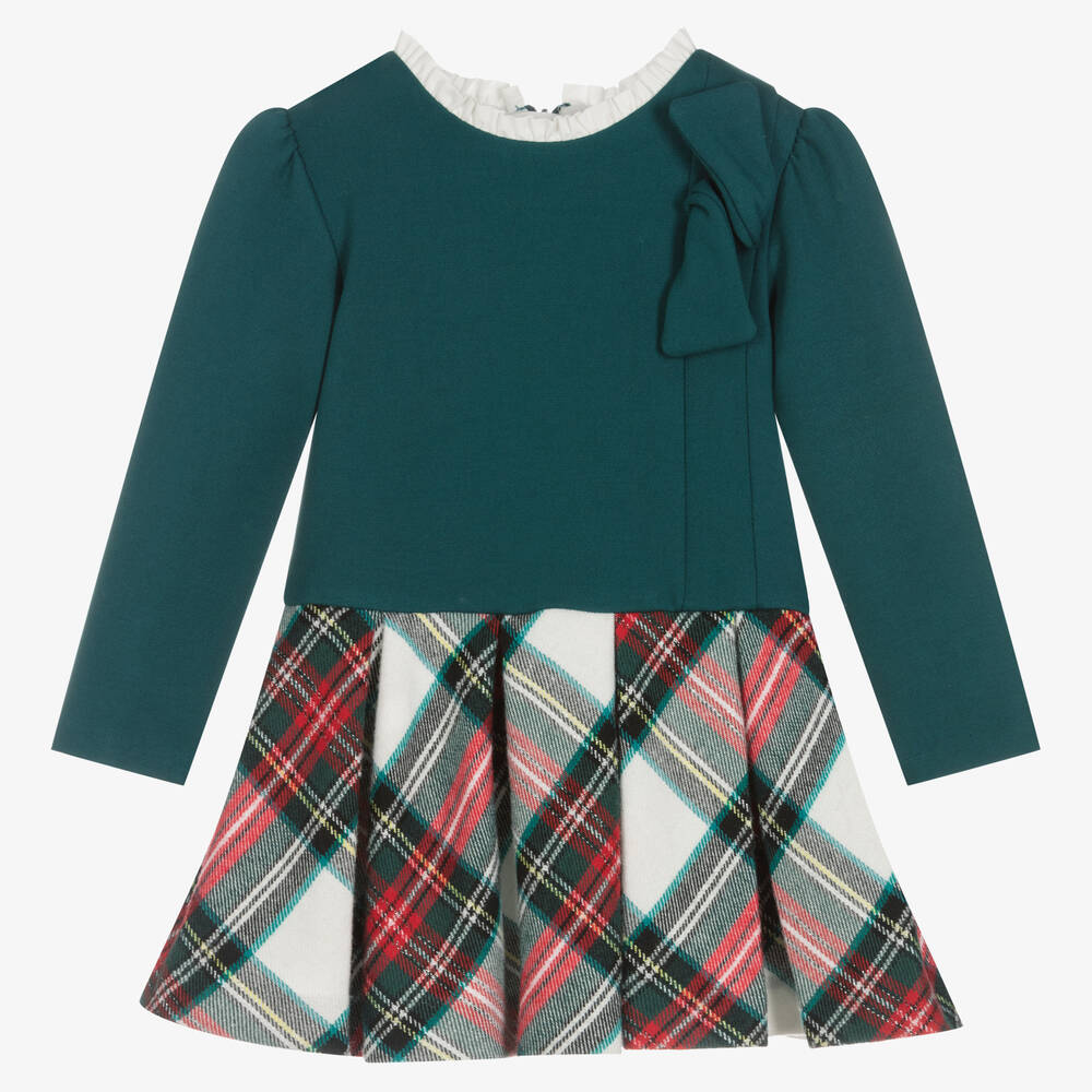 Mayoral - Girls Green Tartan Dress | Childrensalon