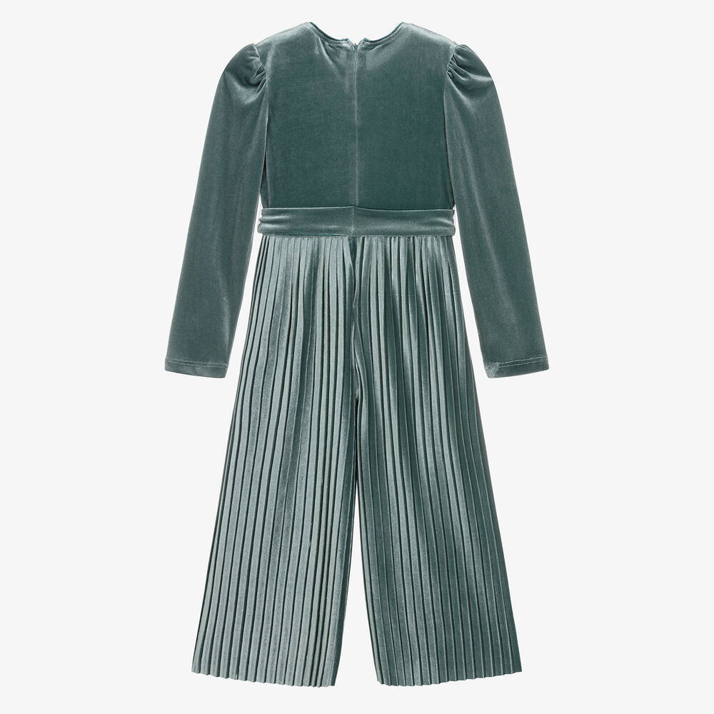 Mayoral-Girls Green Velour Jumpsuit | Childrensalon Outlet