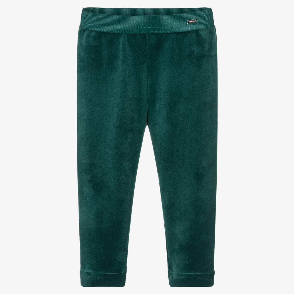 Mayoral - Girls Green Velour Leggings | Childrensalon