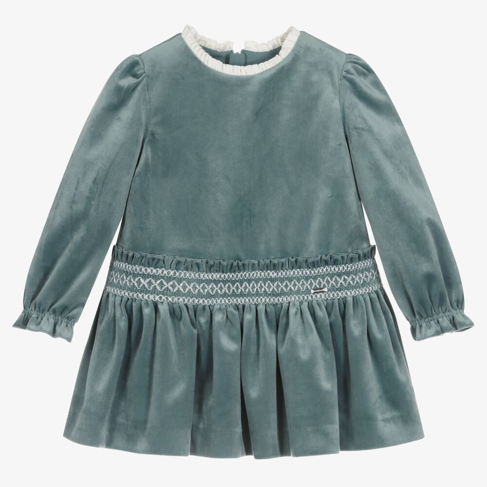 Mayoral - Зеленое бархатное платье для девочек | Childrensalon