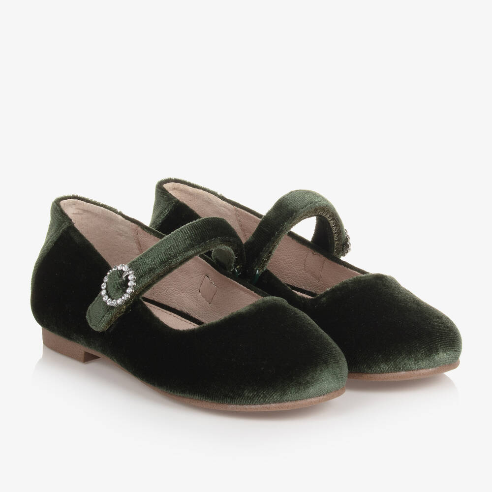 Mayoral - Зеленые бархатные туфли с ремешком | Childrensalon