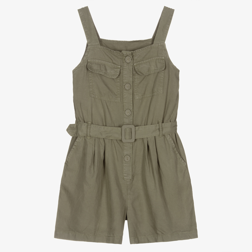 Mayoral - Girls Green Viscose Playsuit | Childrensalon