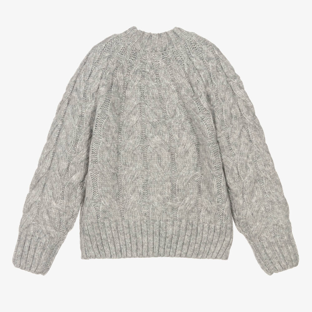 Mayoral-Girls Grey Cable Knit Sweater | Childrensalon Outlet