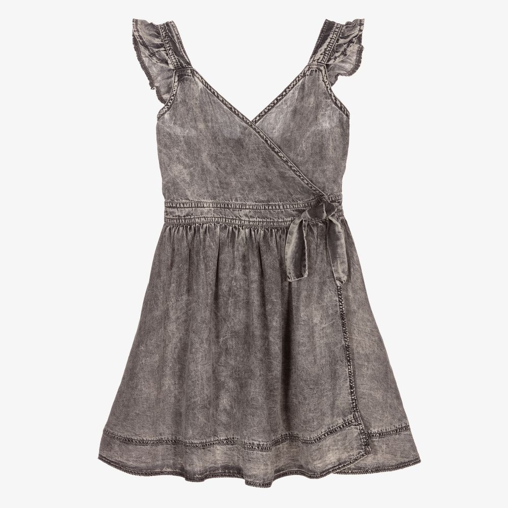 Mayoral - Girls Grey Chambray Dress | Childrensalon