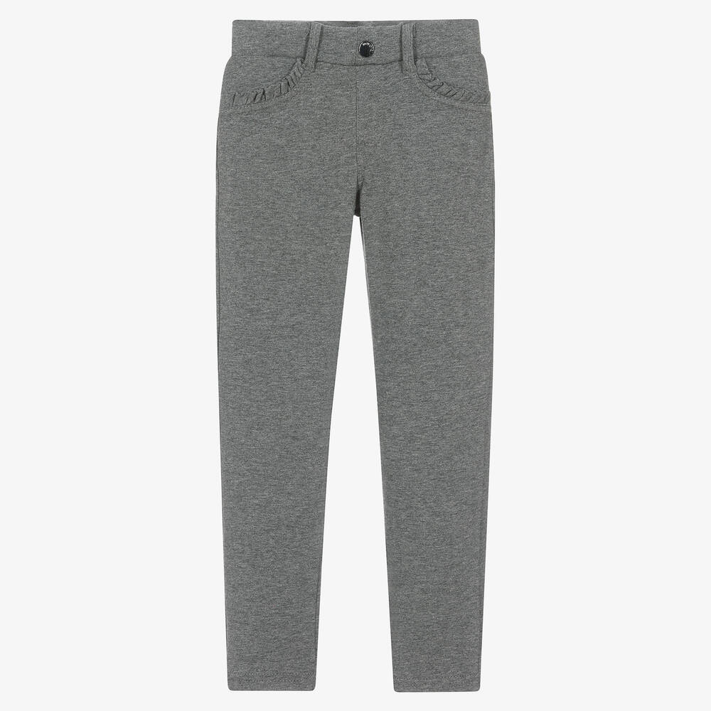 Mayoral - Girls Grey Cotton Super-Skinny Trousers | Childrensalon