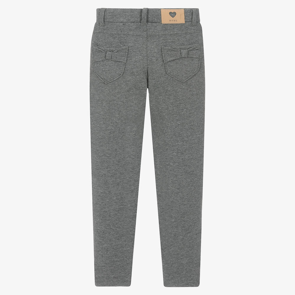 Mayoral-Girls Grey Cotton Super-Skinny Trousers | Childrensalon Outlet
