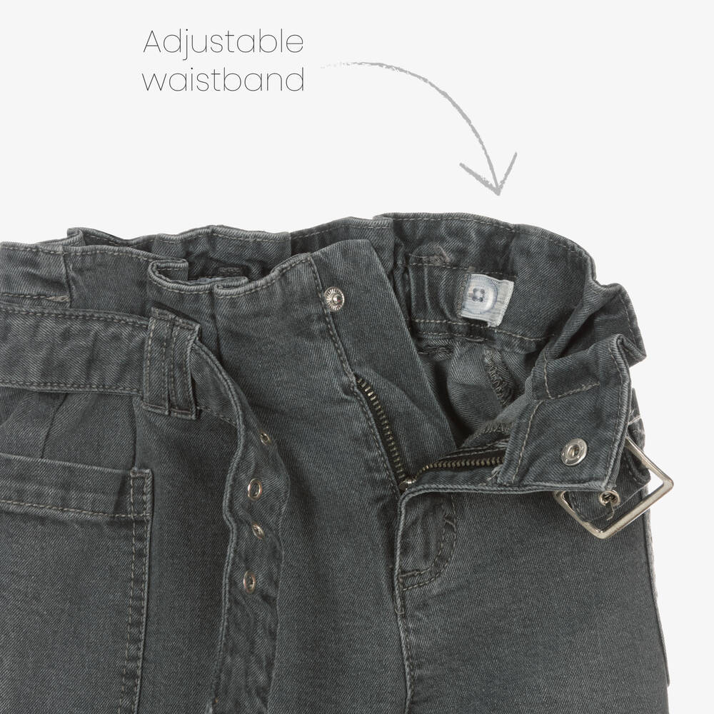 مايورال-جينز قطن دنيم لون رمادي داكن للبنات | Childrensalon Outlet