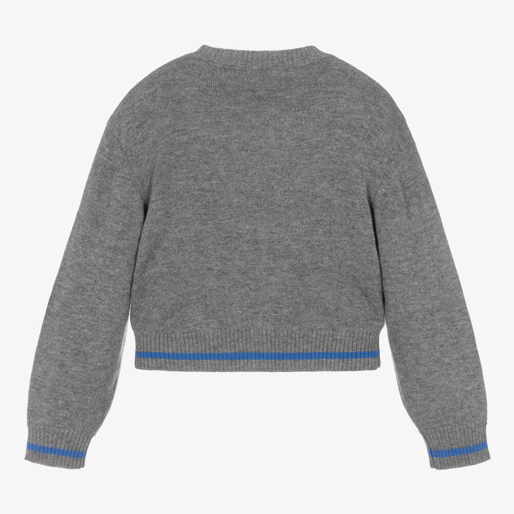 Mayoral-Girls Grey Diamond Knit Sweater | Childrensalon Outlet