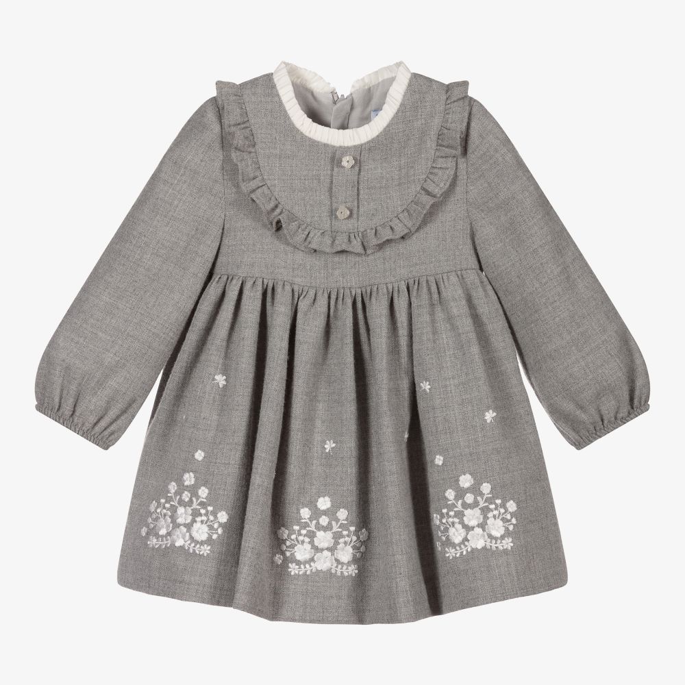 Mayoral - Robe grise brodée Fille | Childrensalon