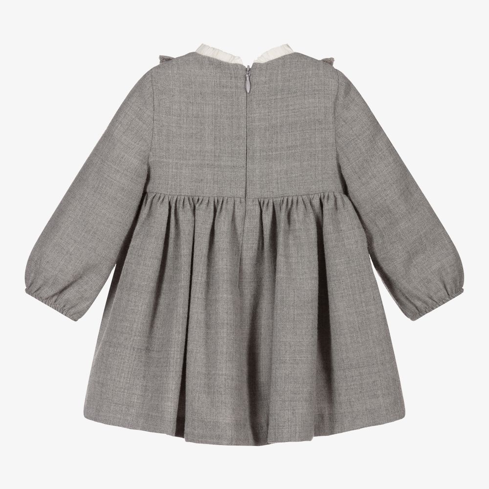 Mayoral Girls Grey Embroidered Dress