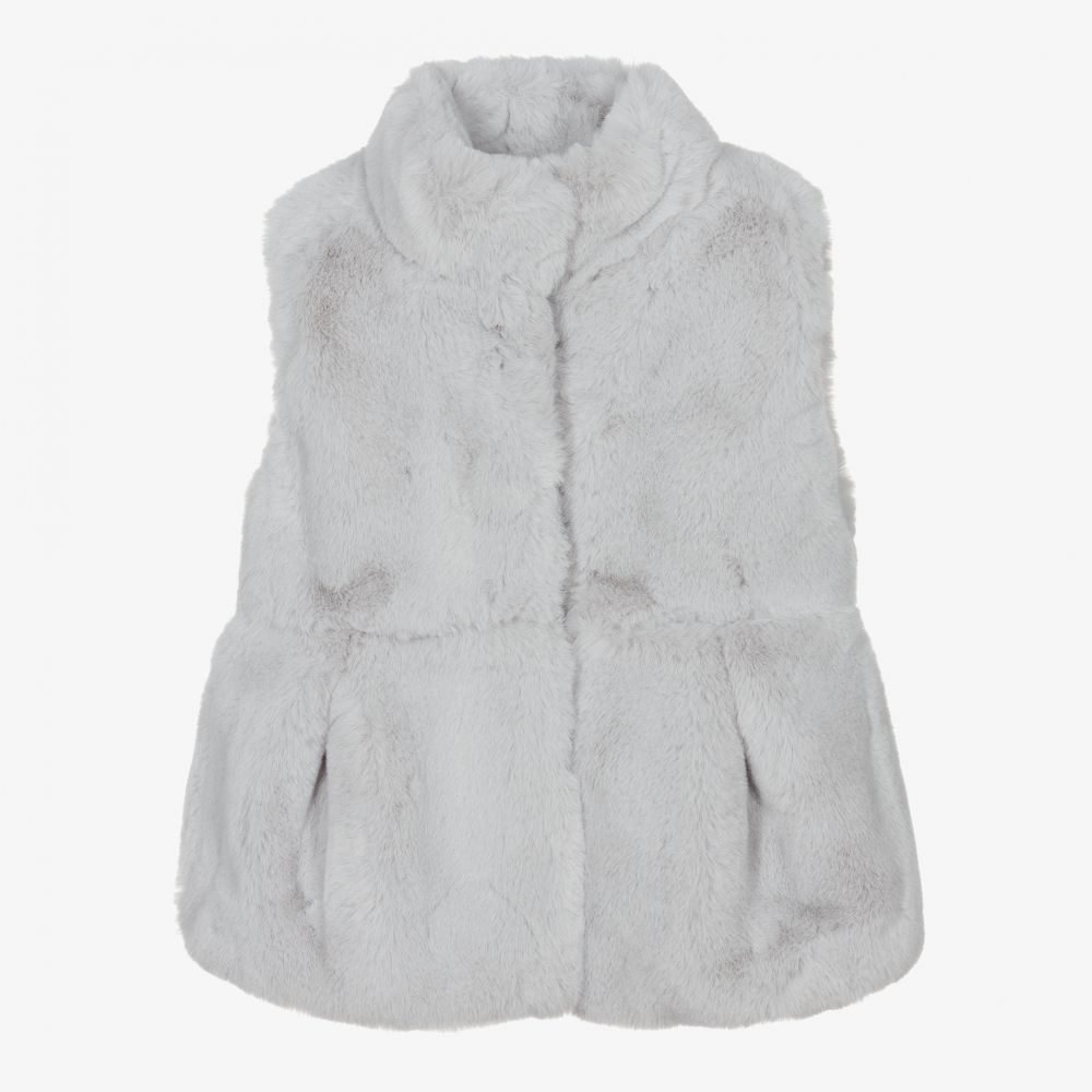 Mayoral-Girls Grey Faux Fur Gilet | Childrensalon Outlet