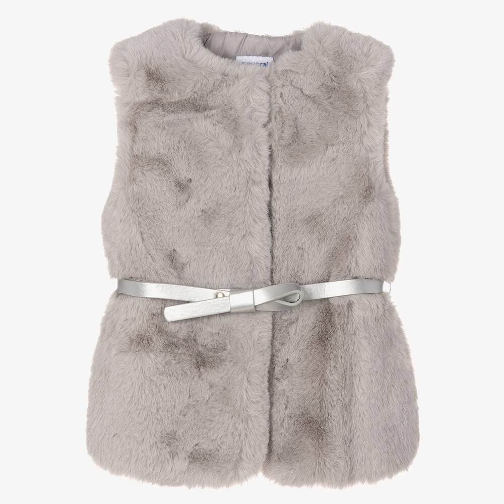 Mayoral - Girls Grey Faux Fur Gilet | Childrensalon