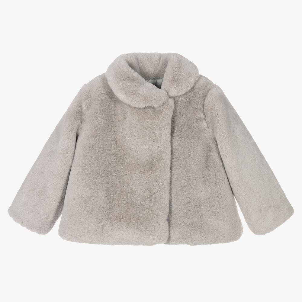 Mayoral - Серая куртка из искусственного меха для девочек | Childrensalon