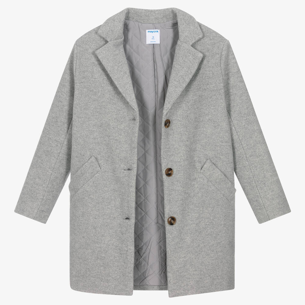 Mayoral-معطف جوخ لون رمادي للبنات | Childrensalon Outlet