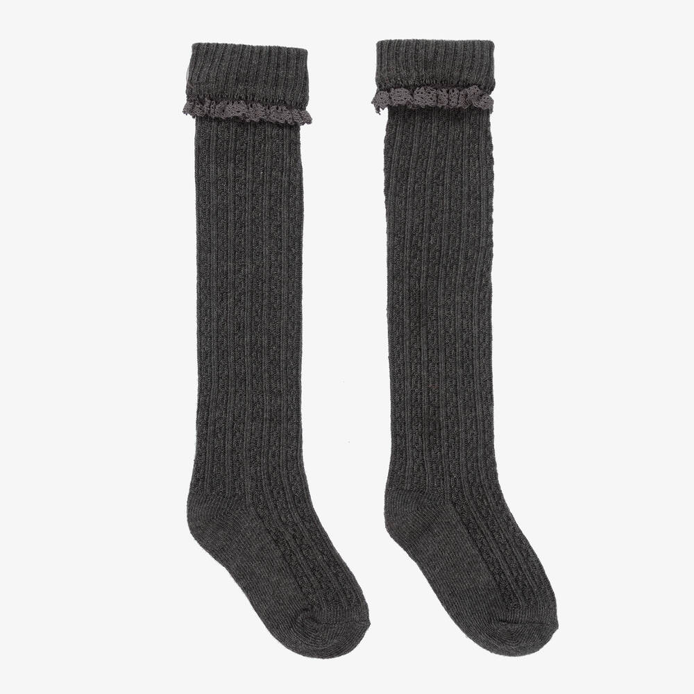 Mayoral - Chaussettes grises montantes fille | Childrensalon