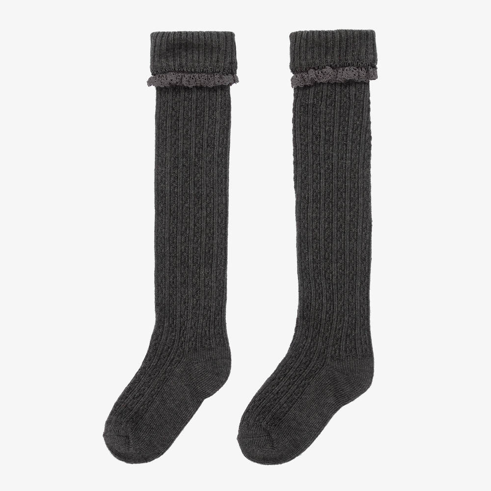 Mayoral - Girls Grey Knee-High Socks | Childrensalon Outlet