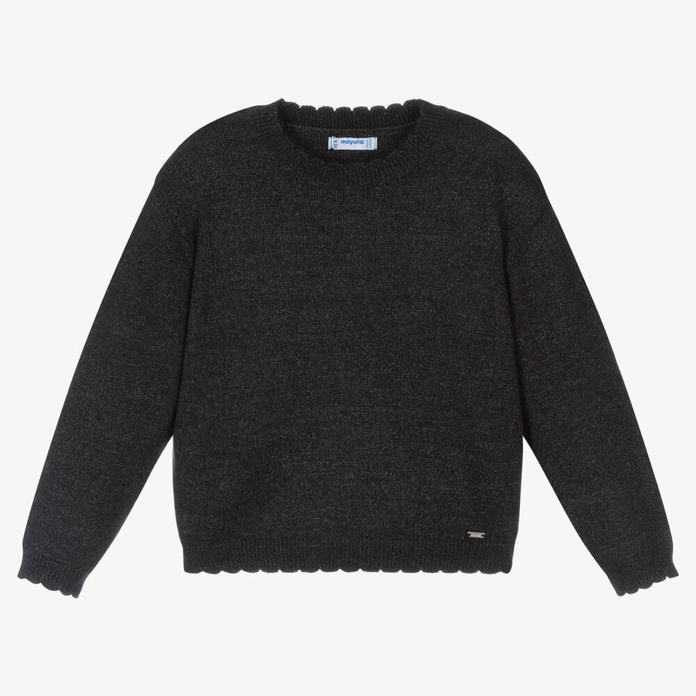 Mayoral - Girls Grey Knit Sweater | Childrensalon
