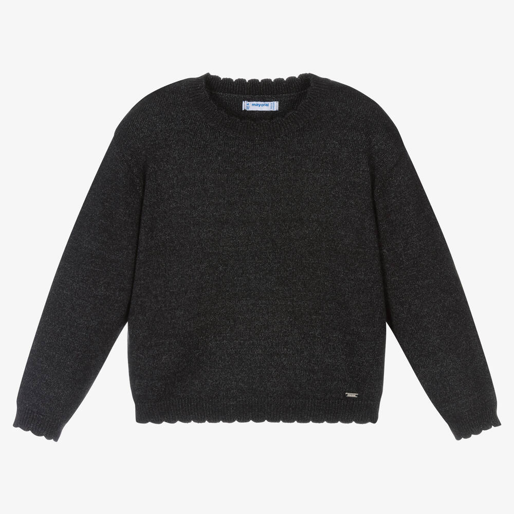 Mayoral-Girls Grey Knit Sweater | Childrensalon Outlet