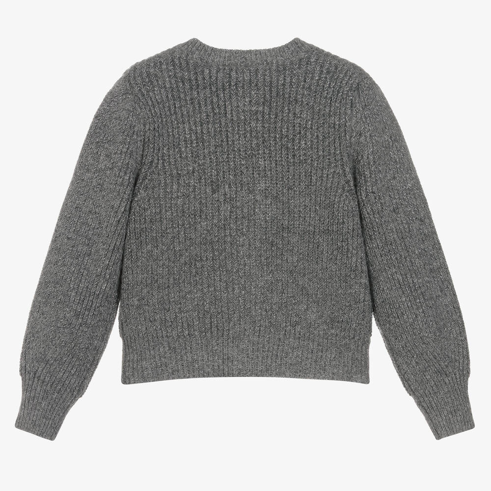 مايورال-كارديغان صوف وأكريليك محبوك لون رمادي للبنات | Childrensalon Outlet