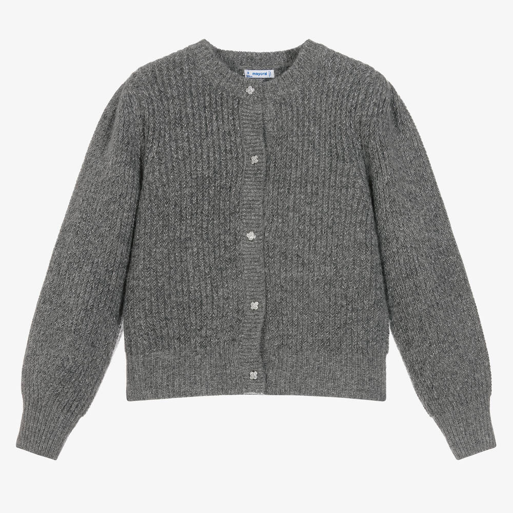 Mayoral - Cardigan gris en maille Fille | Childrensalon