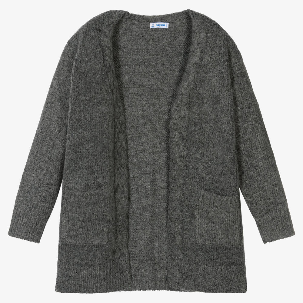 Mayoral - Girls Grey Knitted Cardigan | Childrensalon