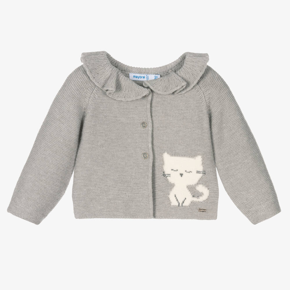 Mayoral-Girls Grey Knitted Cardigan | Childrensalon Outlet