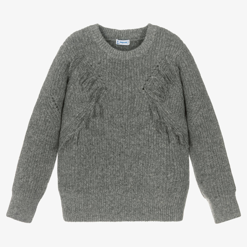 Mayoral - Grauer Strickpullover für Mädchen | Childrensalon