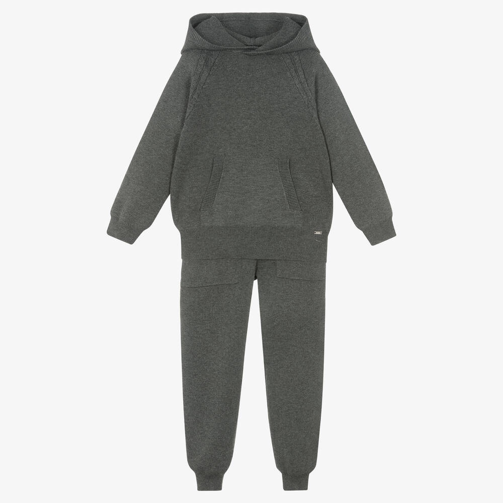 Mayoral - Girls Grey Knitted Tracksuit | Childrensalon