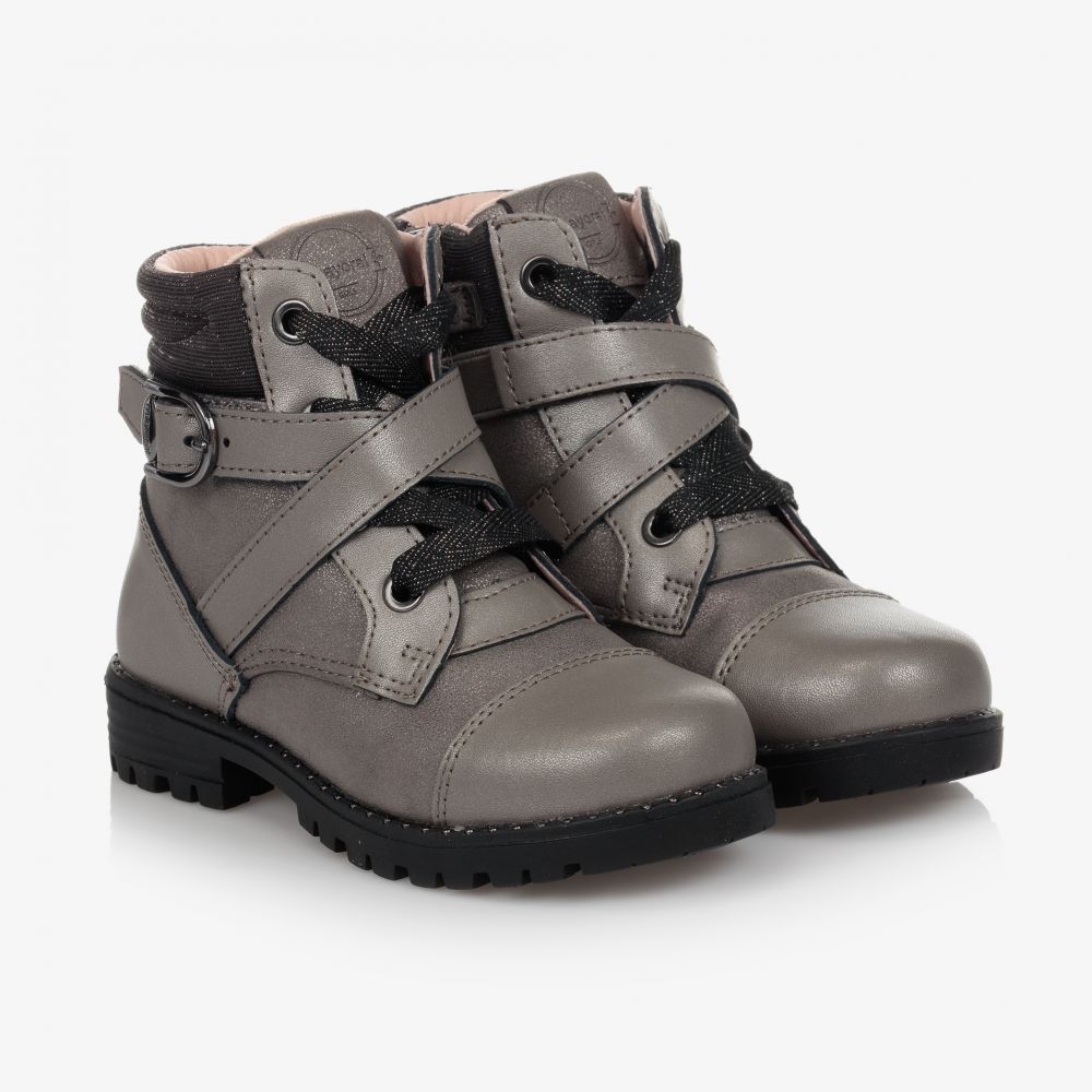 Mayoral - Girls Grey Leather Boots | Childrensalon