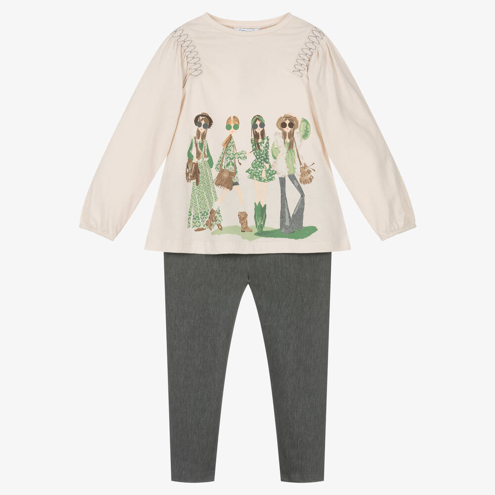 Mayoral-Топ и серые легинсы для девочек | Childrensalon Outlet