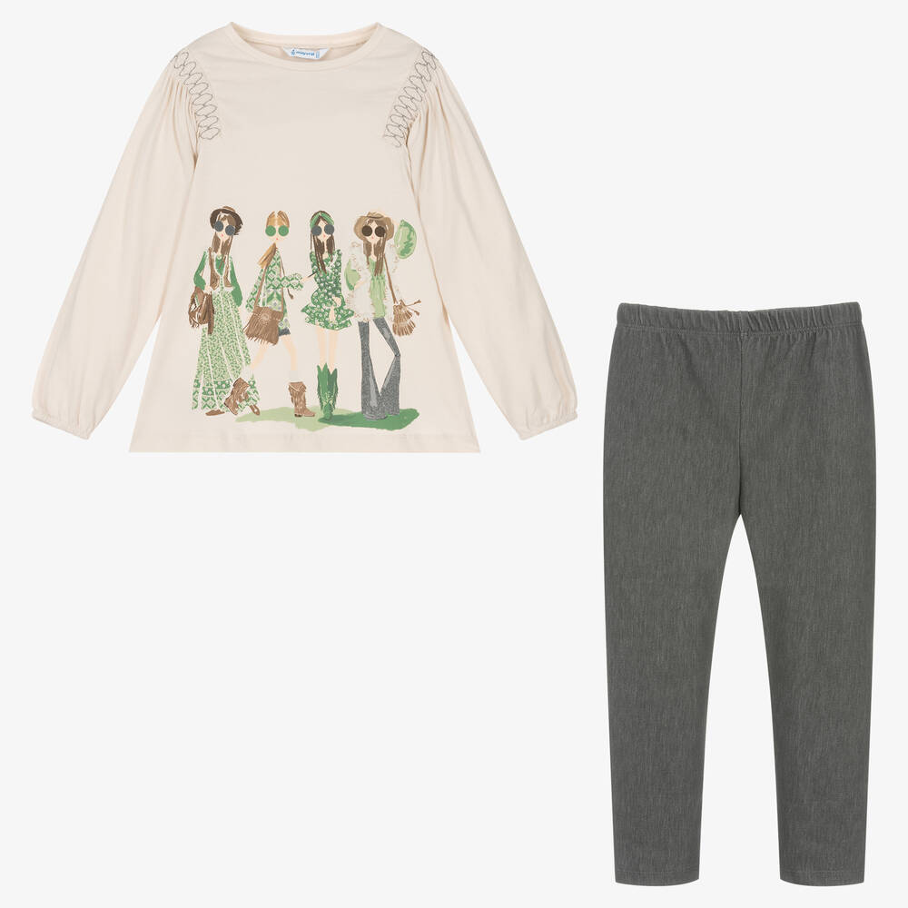 Mayoral-Топ и серые легинсы для девочек | Childrensalon Outlet