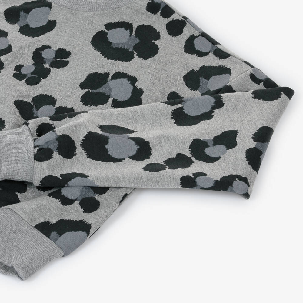 Mayoral-سويتشيرت بطبعة فهد قطن لون رمادي للبنات | Childrensalon Outlet